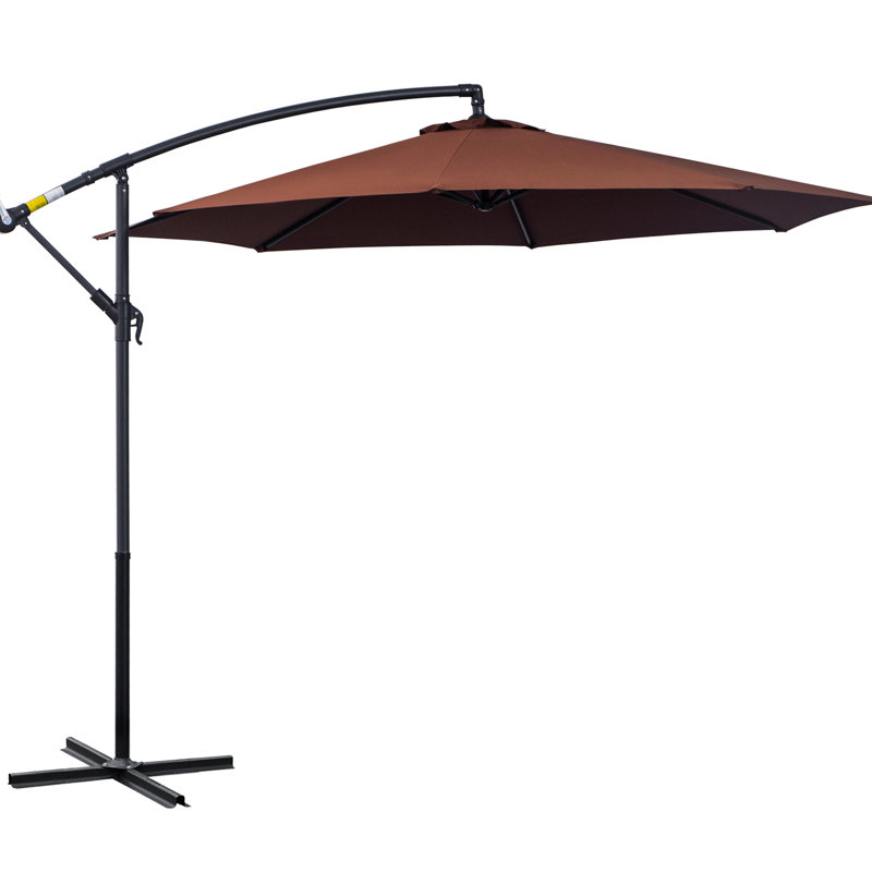 Parasol suspendu en porte-à-faux 10 ', et résistance à l'eau, réglable à 360 degrés, base, point d'inclinaison brun
