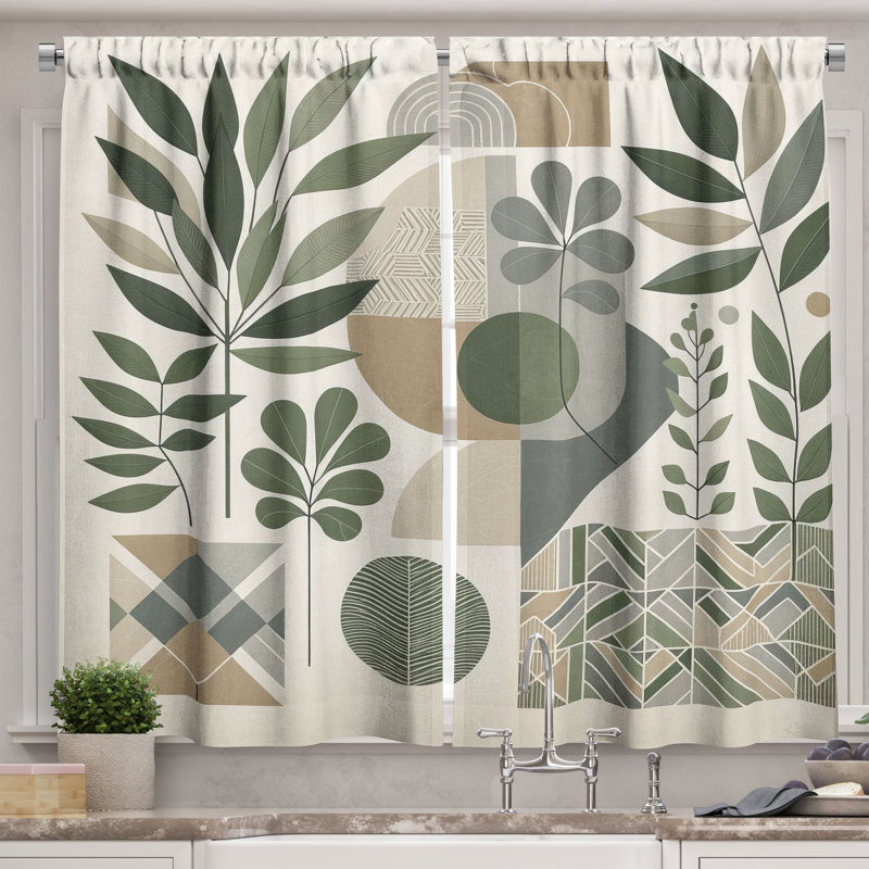 Monstera Kitchen Curtain, 55" W x 45" L