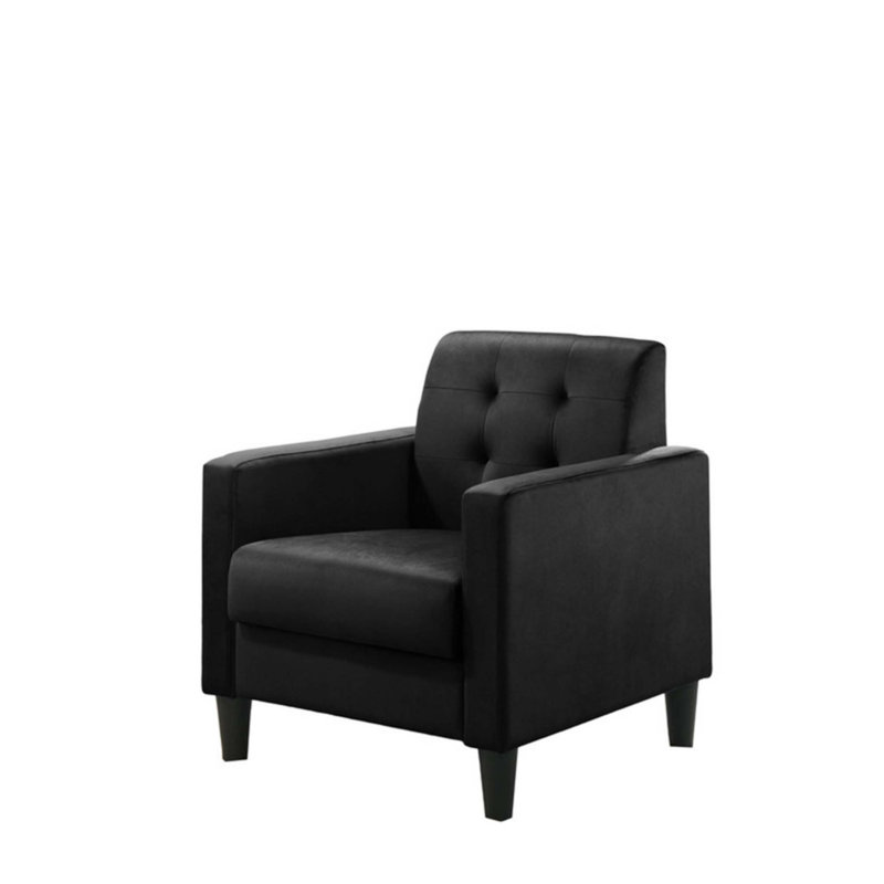 Fauteuil d'appoint 27,5 po en velours noir capitonné