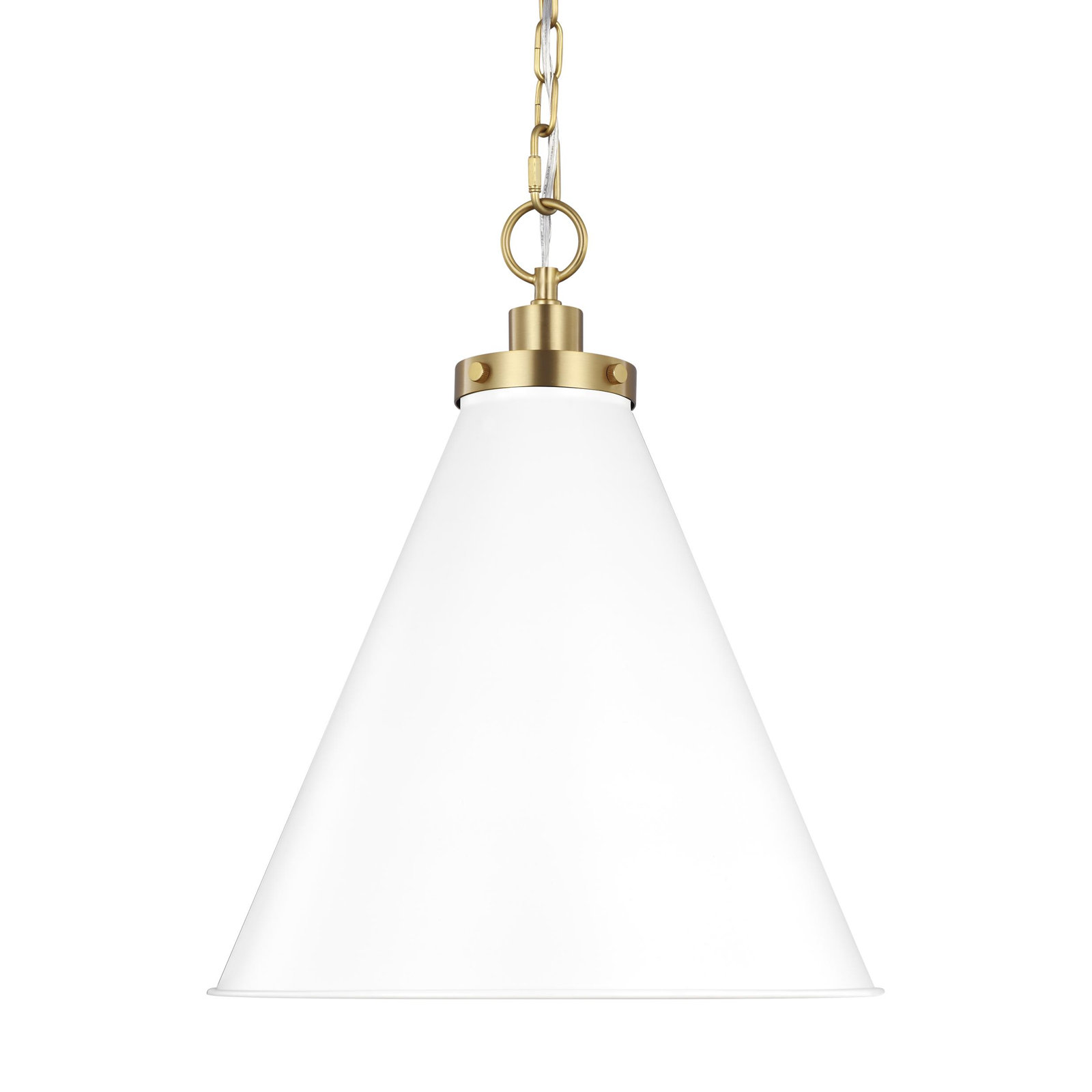 Arnell Single Light Metal Dimmable Pendant, Burnished Brass, Matte White, 19" H x 15.625" W x 15.625" D
