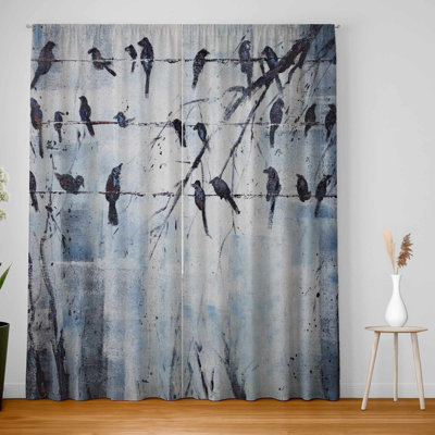 Abstract Birds on Electric Wire - Blackout Curtain Pair