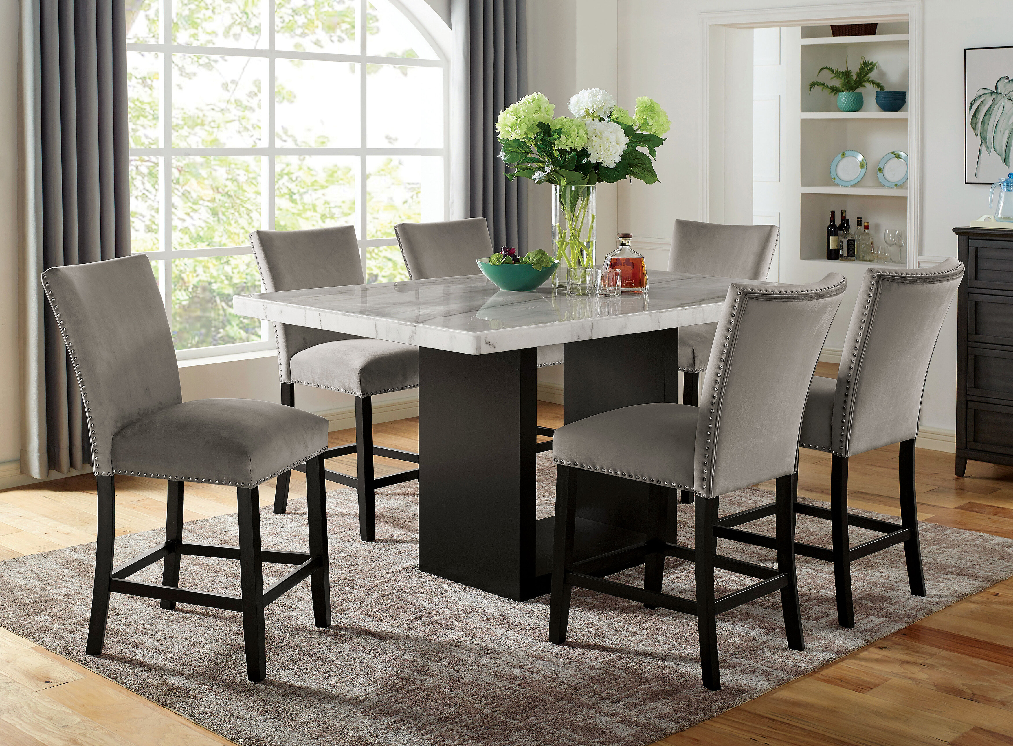 7 piece counter height best sale dining set with leaf