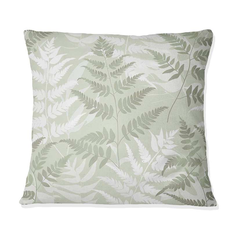 Coussin décoratif vert beige et vert Fern Harmony II - Plantes, H 16 po x l 16 po