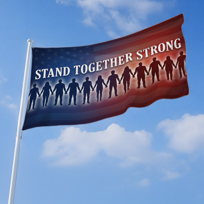 Drapeau extérieur robuste Stand Together (4 x 6 pi) - Polyester durable et résistant à la décoloration, bords nets et œillets en laiton - Drapeau de guerre et de paix imprimé en HD - Fabriqué aux États-Unis