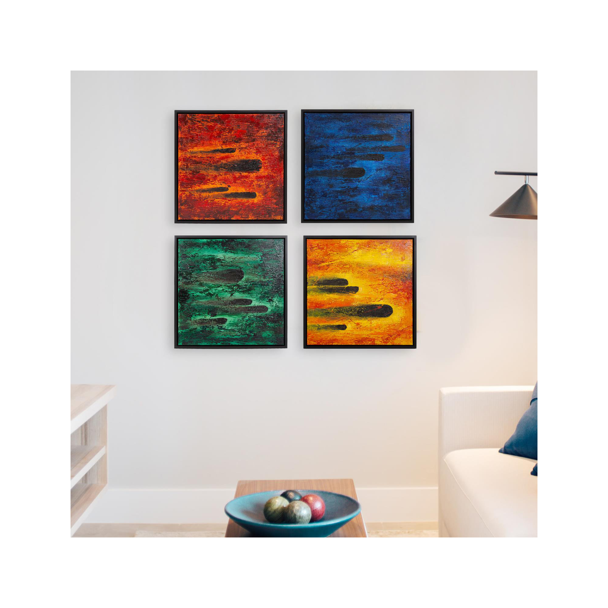 Comet Yellow Flare Hand Painted Original Art, Yellow