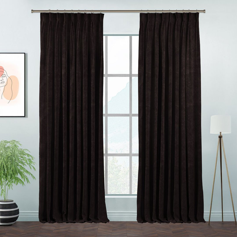 Pinch Plate Room Darkening Extra Long & Extra Wide Decorative Curtain - Single Panel, 26 Dark Brown, 52" W x 95" L
