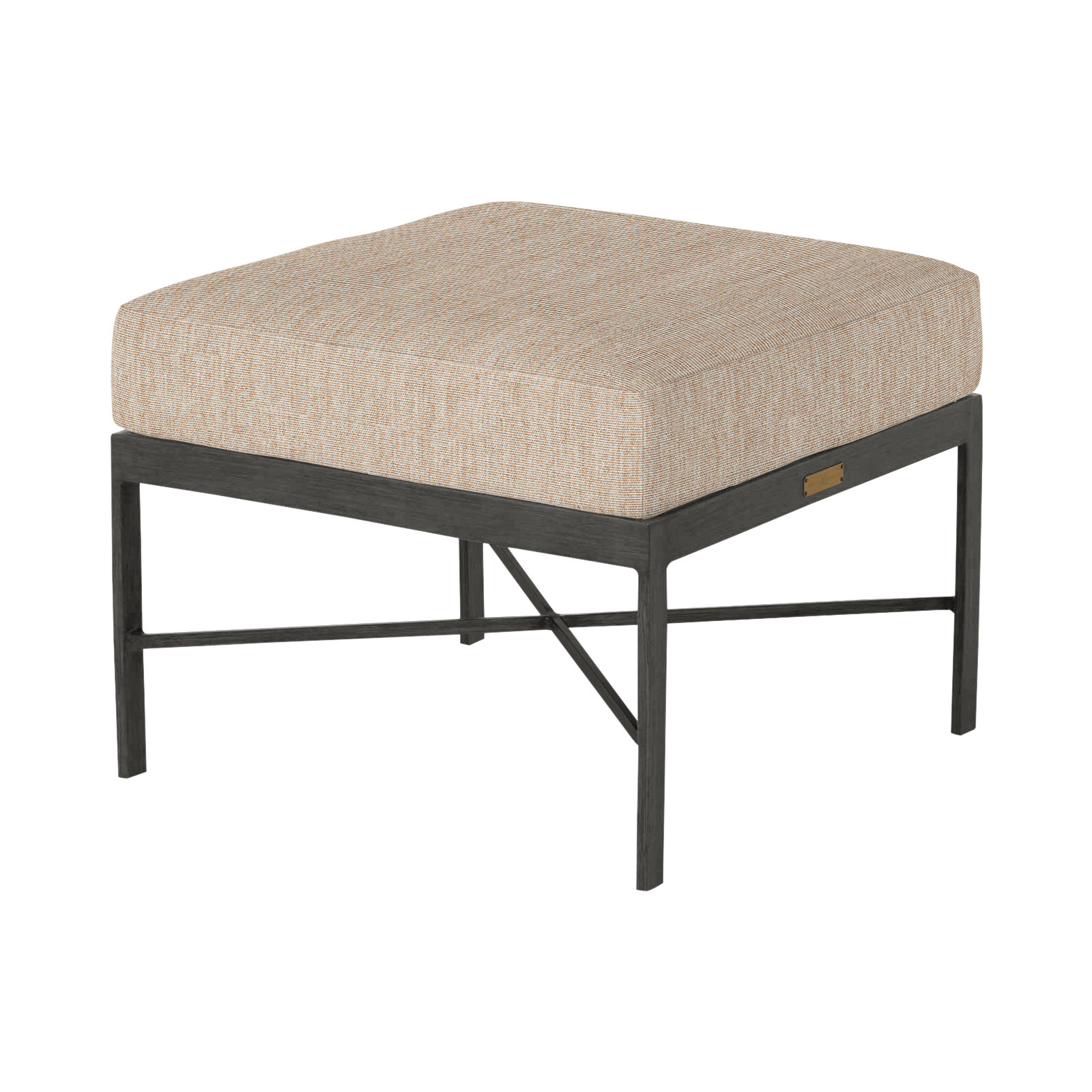 Monaco Wrought Outdoor Ottoman, Slate Gray, No Welt, Canvas Sand