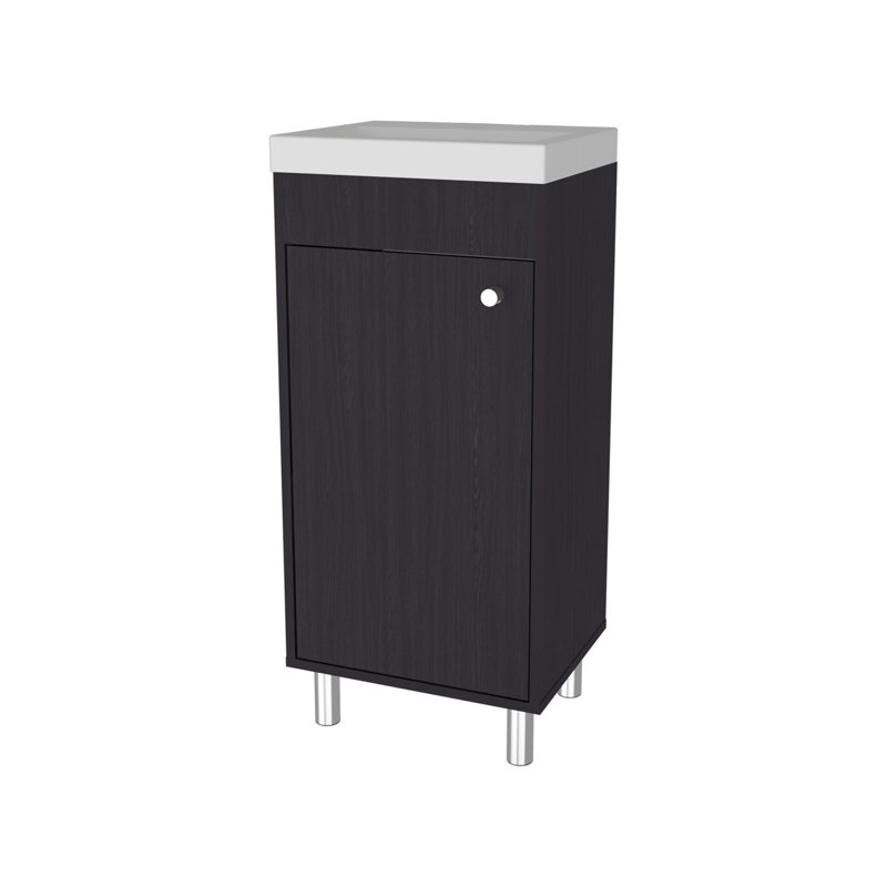  Meuble-lavabo avec 1 porte et 2 tablettes de rangement, Wengé