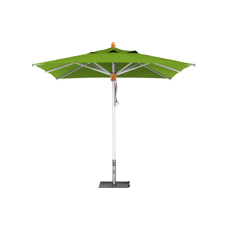 Bravura Square Market Umbrella, Square Metal w/ wheels+2.25" Stainless Steel Tube, 9'6", Natural