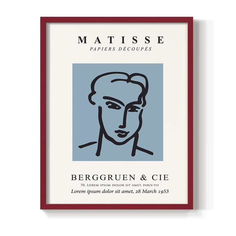 Matisse Cxxxvi, reproduction encadrée - bois massif, Rouge, H 10 po x l 8 po