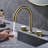 9-3/5" Widespread Dual-Handle Control Bathroom Sink Faucet in Brushed Gold, Lead-Free Solid Brass-94592269-129857382