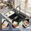 Ensemble d'évier de cuisine 30 "x 19" en acier inoxydable avec robinet escamotable ou évier de poste de travail avec accessoires