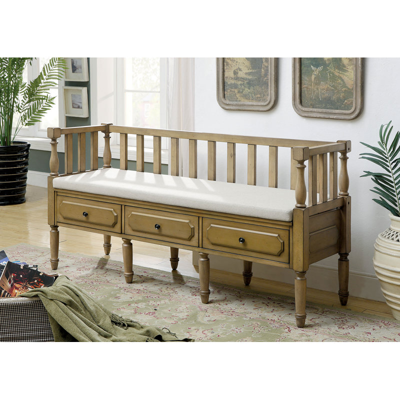 Banc de rangement rembourré avec tiroirs Drumkeeran, Ton naturel délavé