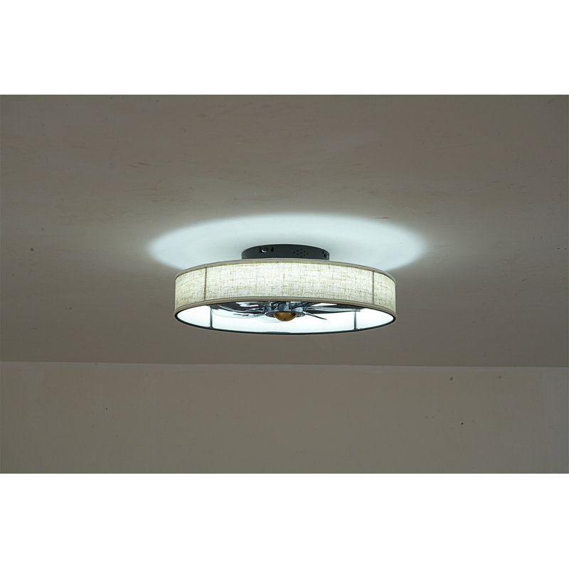 20"   Fabric Farmhouse 7 PCS Blades Ceiling Fan With Remote Control, Quiet DC Motor Ceiling Fan   For Living Room, Bedroom,Kitchen