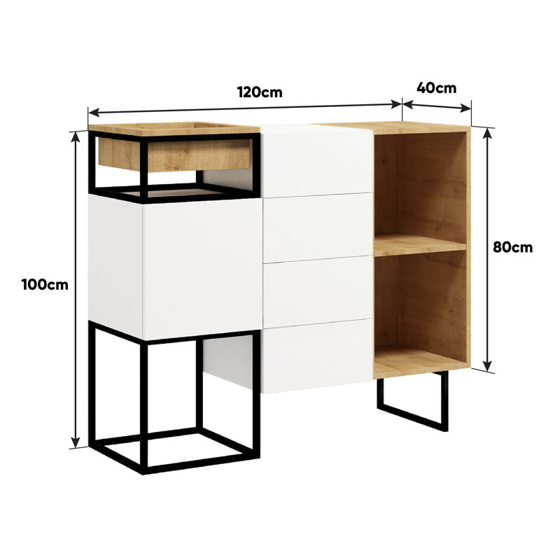 Harmander Steel 120 cm W Chest of 4 Drawers