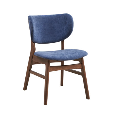 Blue Side Chair  2  - Water, Scratch, Oil , Mid-Century Modern, Comfortable Padded Cushions, Walnut Finish, Dining Room Use Of 2 Chairs , Modern Style