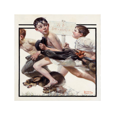 No Swimming by Norman Rockwell - Wrapped Canvas Print