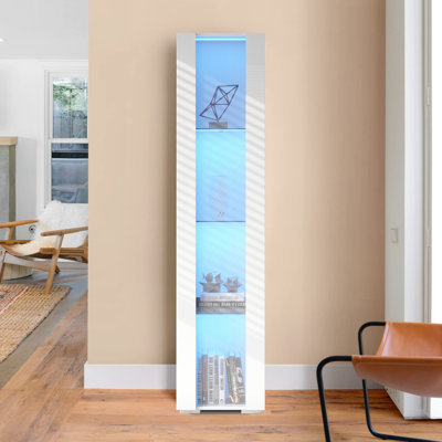 Zermatt Modern Style Curio Cabinet with Adjustable Glass Shelves and Wire Management Hole for Living Room, Bedroom