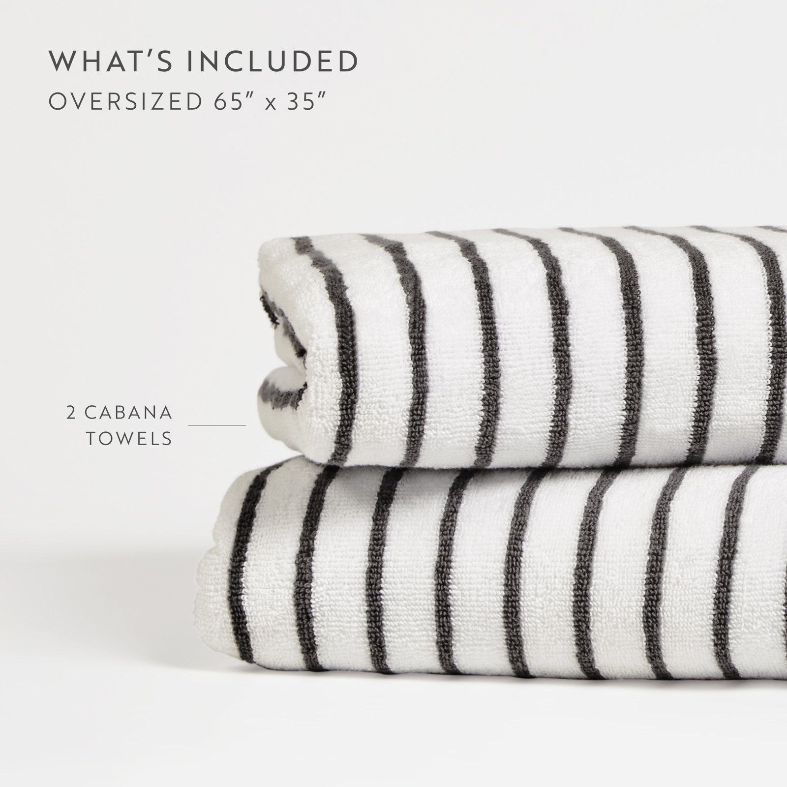 100% Cotton Cabana Beach Towel, Gray