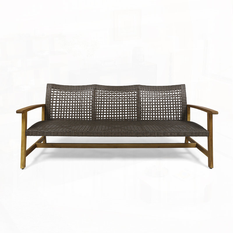 75.25" Outdoor Wood Paito Sofa, Dark Brown/Natural