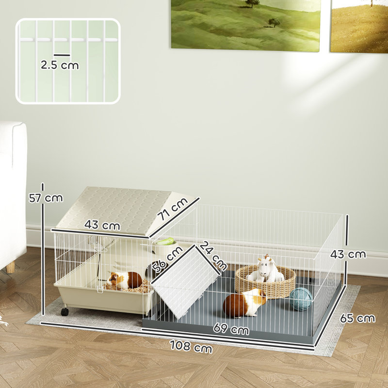 Small Animal Cage Guinea Pig Cage with Removable Pet Playpen Beige