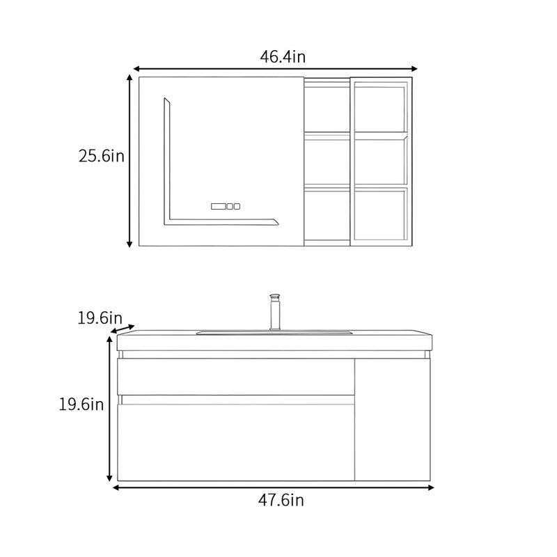 Armoire de salle de bain légère et luxueuse