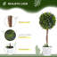 HOMCOM Artificial Plants Ball Trees Lavender Flowers Set of 2 60cm Green