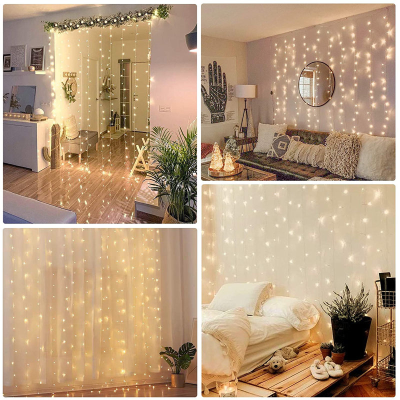 9.8ft Plug-in LED Twinkle String Light with Remote Control Linkable, Yellow