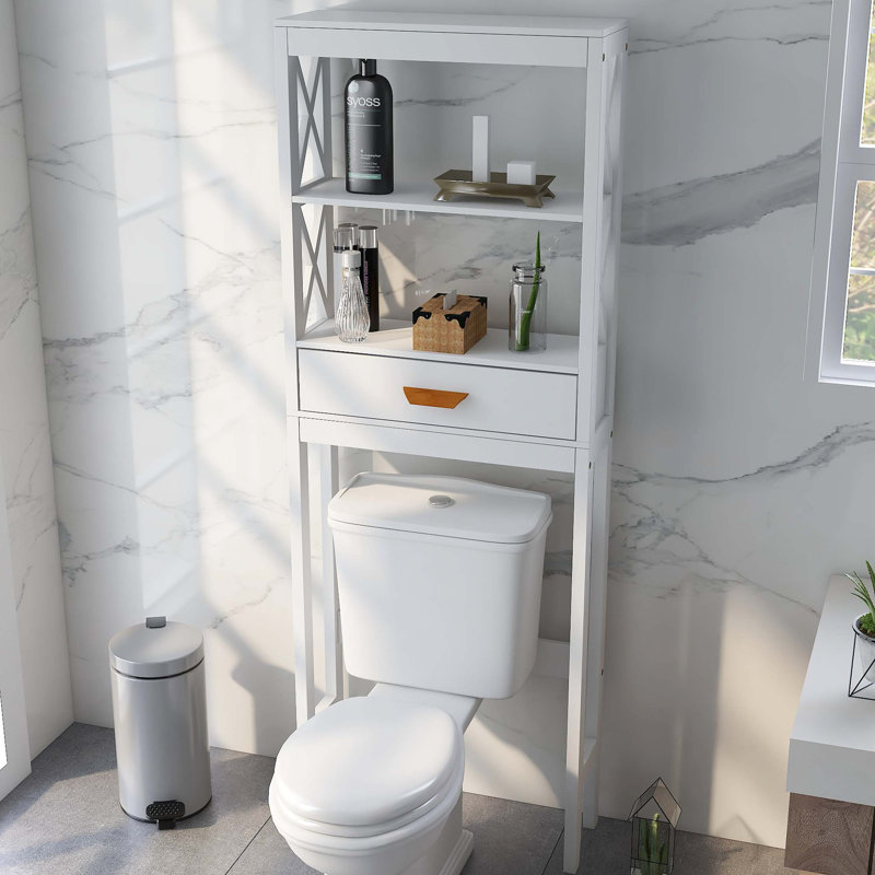 Armoire de rangement au-dessus de la toilette avec un tiroir et 2 tablettes