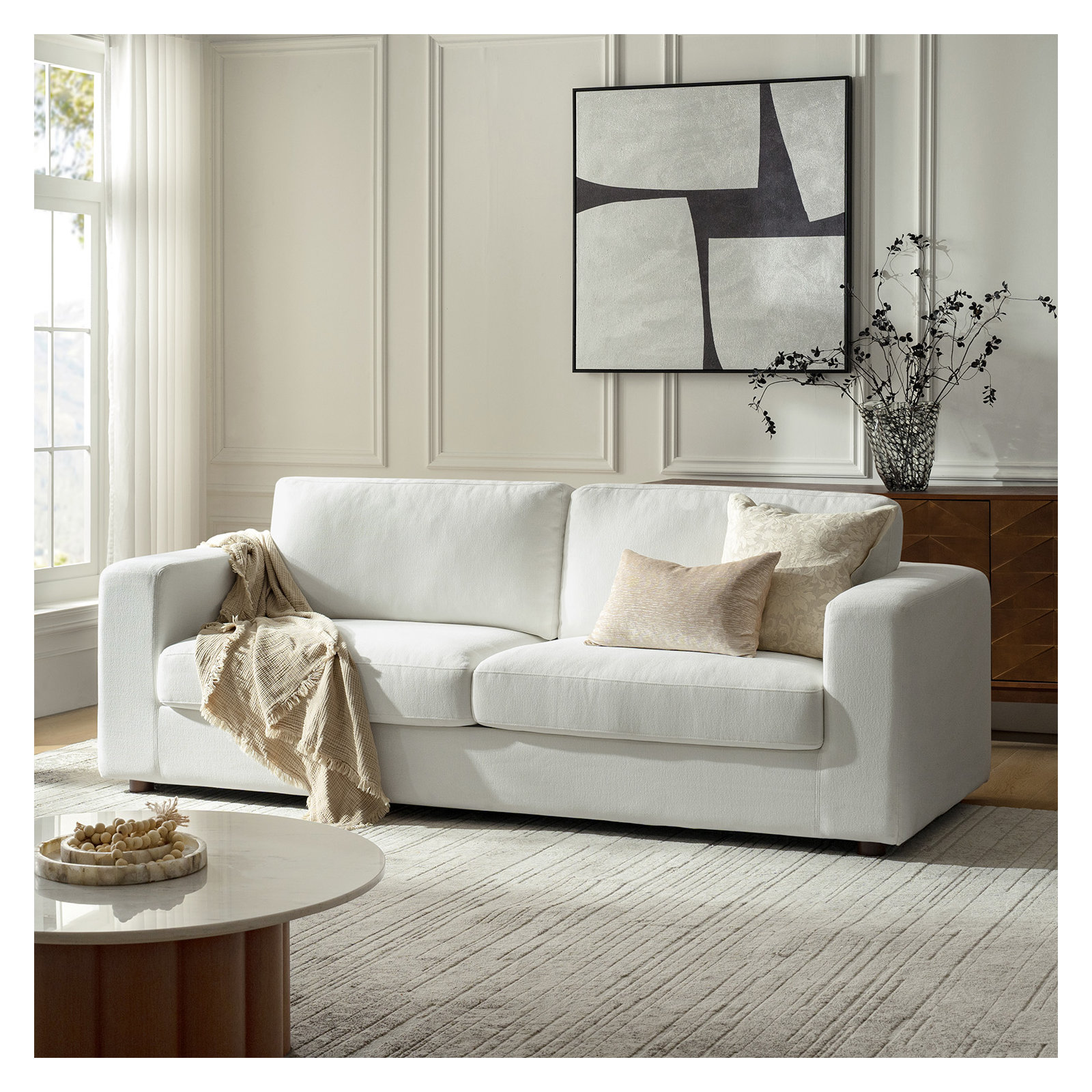 Peter Slipcovered Sofa, Ivory