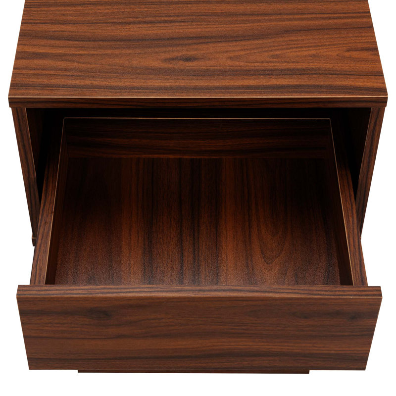 Rotatable Nightstand End Table Bedside Table Night Table 2 Drawer Dresser Wood Nightstand, Brown