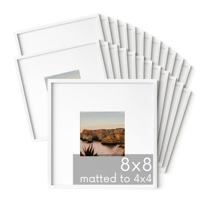 Cadre photo mat carré en métal (ensemble de 25), Blanc, L 8 po x H 8 po