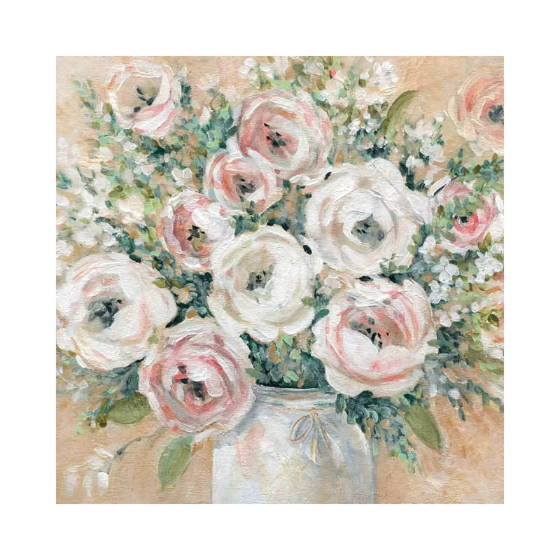 Reproduction d’art joli rose par Carol Robinson, Pas de tapis, Toile tendue, H 48 po x l 48 po x 1,5 po