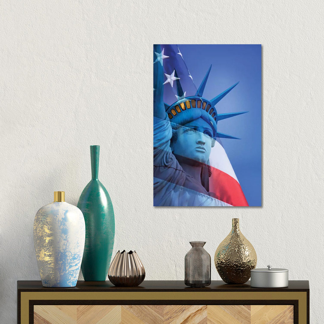 USA, Nevada, Las Vegas. Statue Of Liberty And American Flag Composite. by Jaynes Gallery - Gallery-Wrapped Canvas GiclÃ©e on Canvas