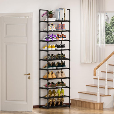 Étagère à chaussures robuste en métal, étagère à chaussures étroite pour les placards, le vestibule et le couloir, étagère à chaussures réglable et empilable