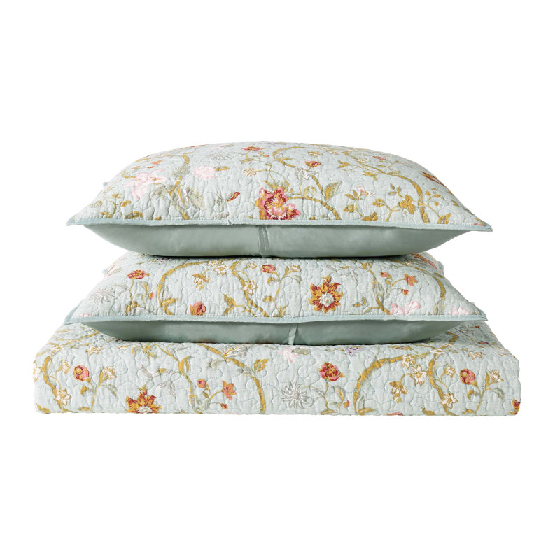Blue Twin Reversible Cotton Quilt Set