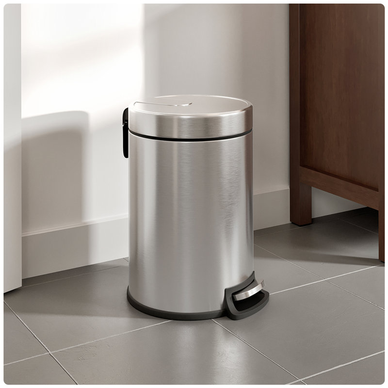 Totti 1.3 Gallon Stainless Steel Trash Can with Pedal and Soft Closing Lid