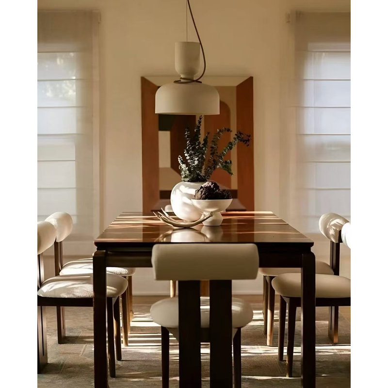 Robertson Polyester Upholstered Back Side Chair Dining Chair (Set of 2), Ivory, Brown