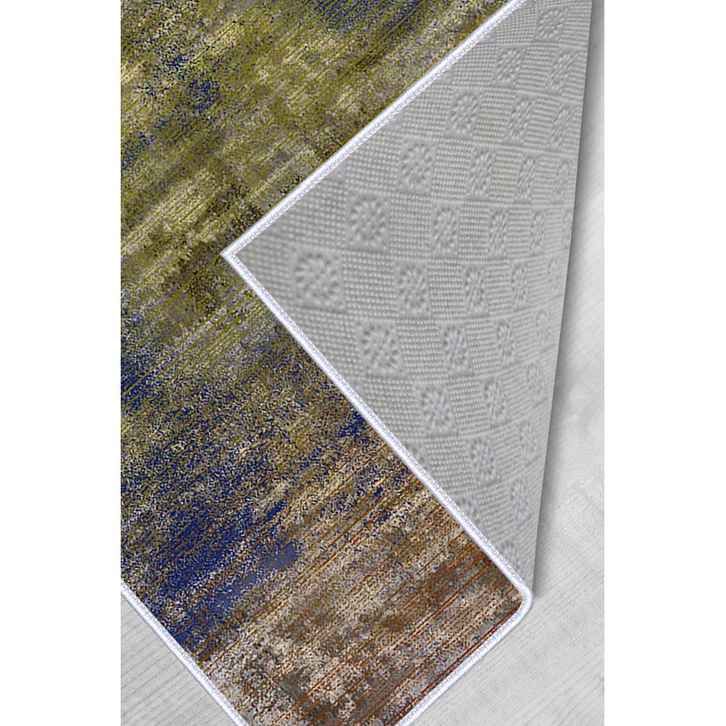 Tapis de couloir élégant (3,3 x 4,9 pi), 100% polyester, hauteur de poils de 0,3 po | Pois antibactérien antidérapant en PVC | Design tissé avec impression numérique 3D | Lavable à la machine, parfait pour la décoration intérieure et le confort