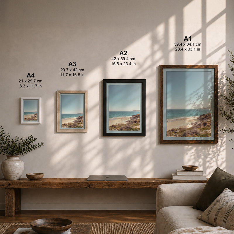 Quiet Morning Coastal - Framed Print, A1 - 84.1 x 59.4 cm, White