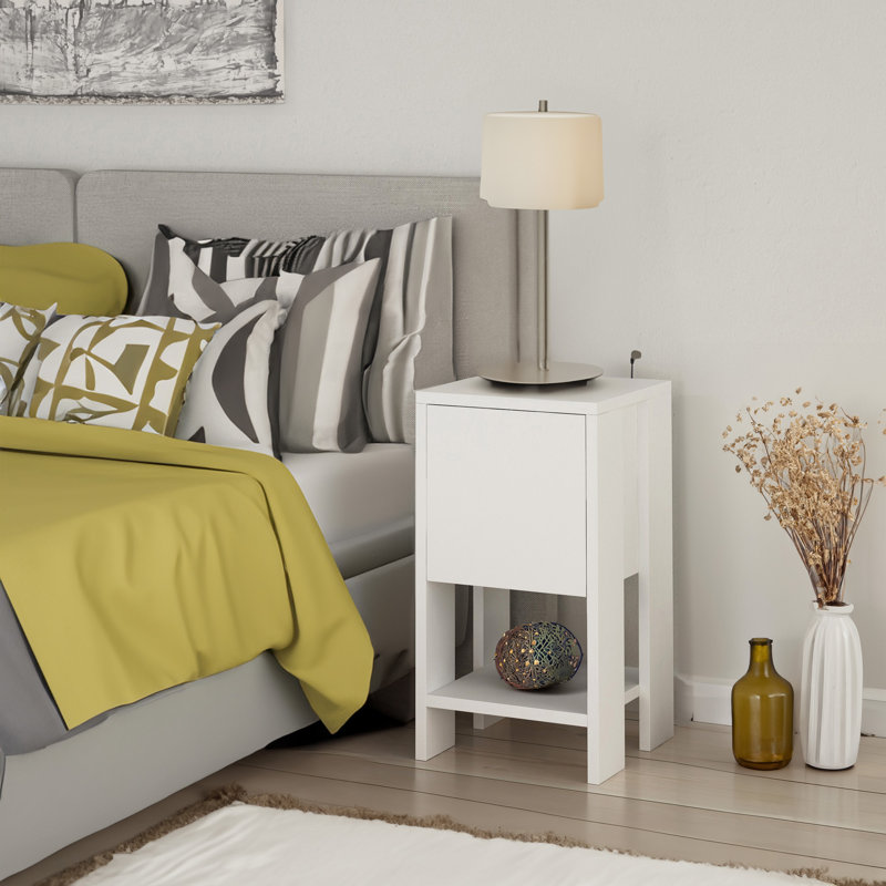11.81'' W Particle Board / Chipboard Nightstand, White