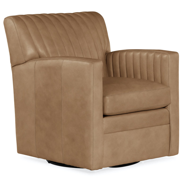 Barnabus Swivel Club Chair, Aline Fumo Genuine Leather