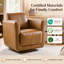 Fauteuil demi-tonneau pivotant à 33 ° en cuir véritable de 33 po de largeur avec structure en bois massif, aucun assemblage requis-286240317