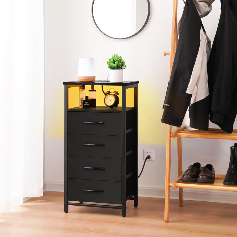 Kinshasha 16'' W Metal Nightstand, Black