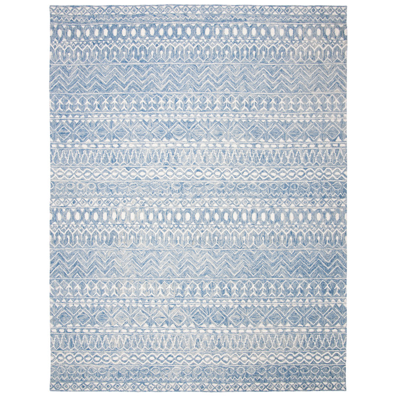 Crelake Hand Tufted Wool And Cotton With Latex Chevron Rug, Rectangle 6' x 9'