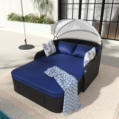 79.9" Outdoor Sunbed With Adjustable Canopy, Daybed With Pillows by Latitude Run