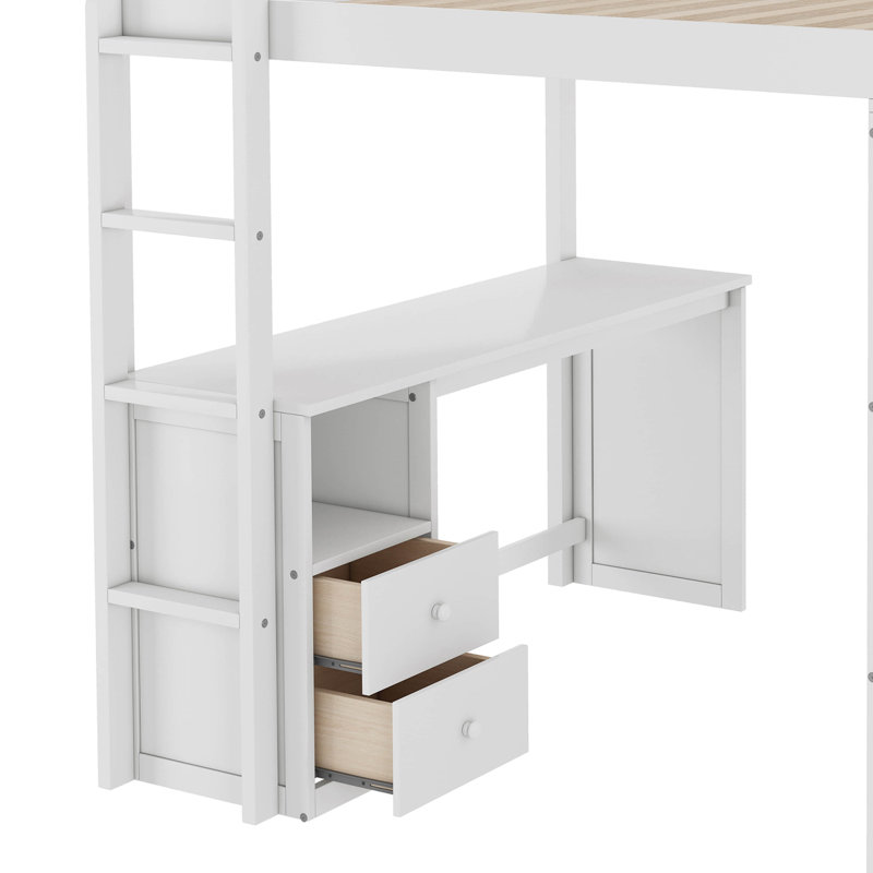 Ieishia Kids Loft Bed, White, Full