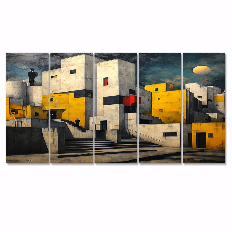 Ensemble de 5 décorations murales Cramblitt - City Buildings, H 28 po x l 60 po