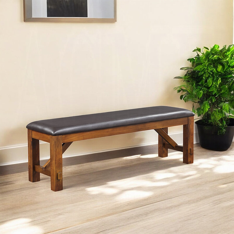 Banc ACME ApoLo, cuir synthétique espresso et noyer