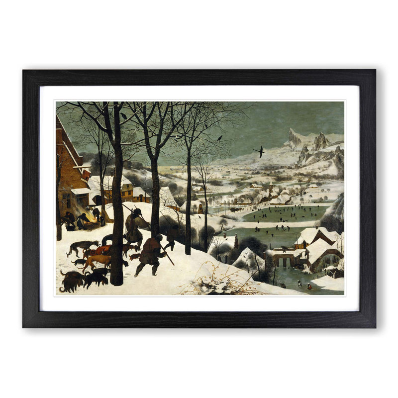 Hunters in the Snow - Framed Print, Black